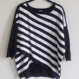 Nicole by Nicole Miller Stripe Faux Wrap Sweater